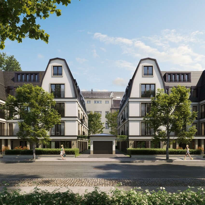 Visualisierung der Frontansicht der Stadtvillen PLANTAU in Berlin-Niederschönhausen © Ziegert EverEstate GmbH